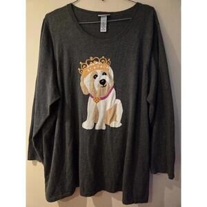 Catherines Princess Dog Gray Sweater 3X